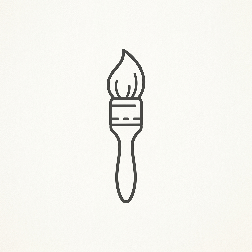 Black outline of a paintbrush icon with stylized bristles